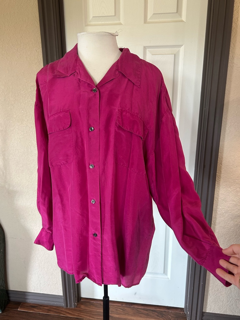 Vintage 90s 100% Silk Weathervane Button Down Top